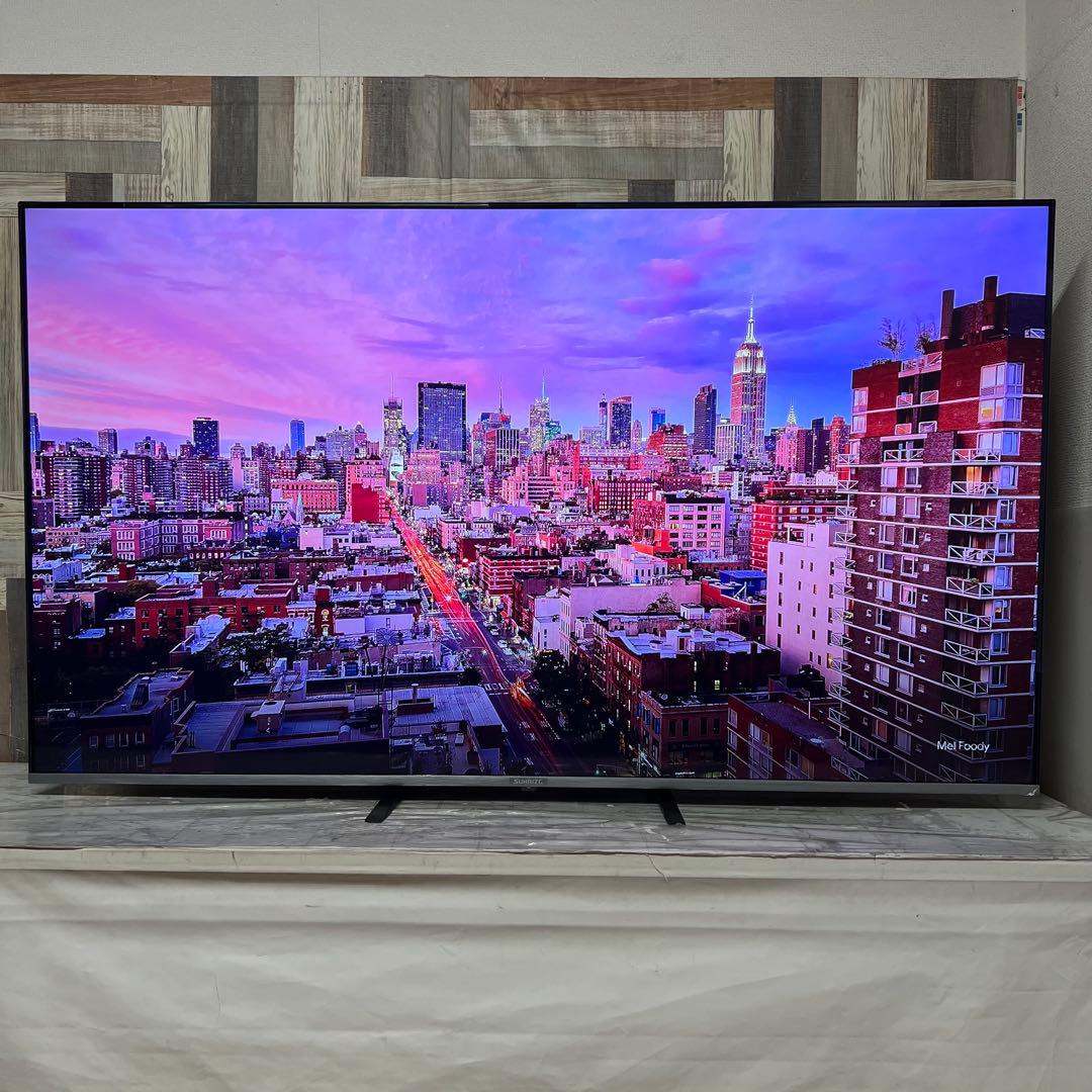 即日受渡❣️全国送料込SUNRISE65型4Kフレームレス液晶テレビWチューナ