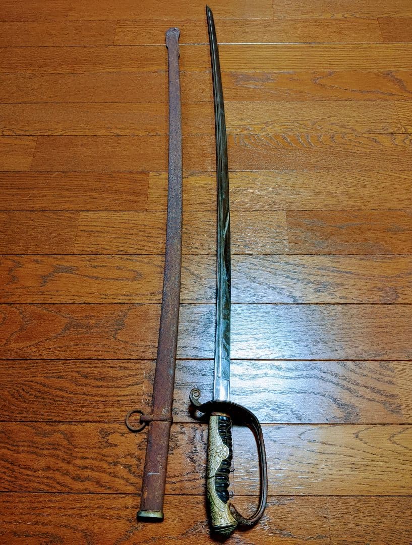 【当時物】旧日本軍 帝国陸軍 軍刀 指揮刀 模造刀 模造刀身 サーベル型95cm