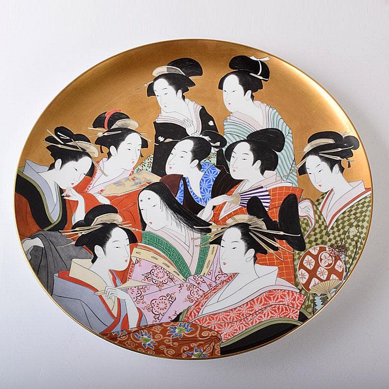 ノリタケ　スタジオコレクション　金彩　浮世絵　大皿　飾皿　M　7816C