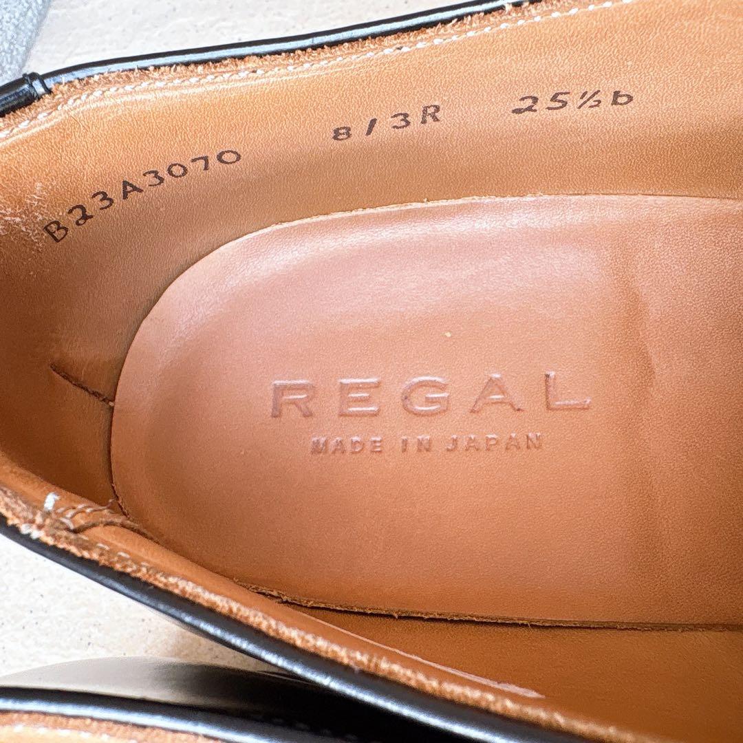 リーガルレザーシューズストレートチップモンクストラップバックル黒ブラック25.5