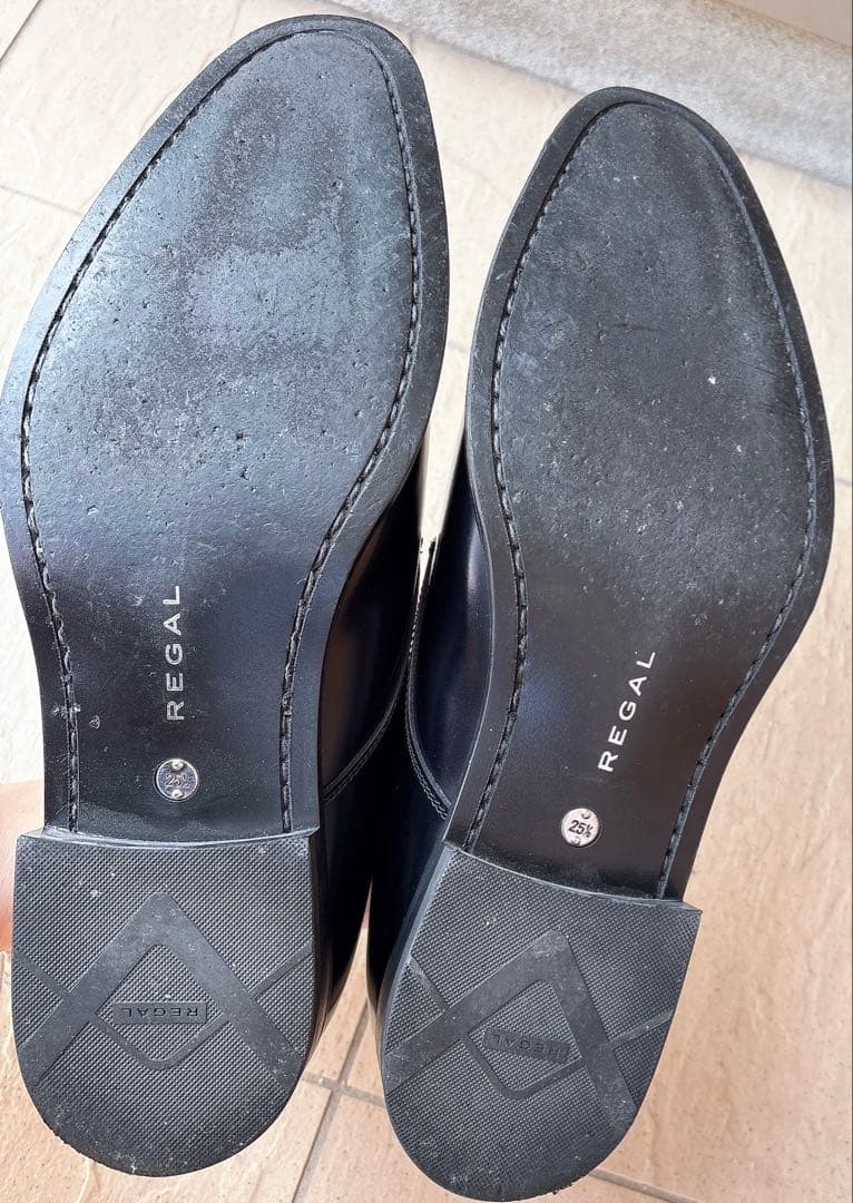 リーガルレザーシューズストレートチップモンクストラップバックル黒ブラック25.5