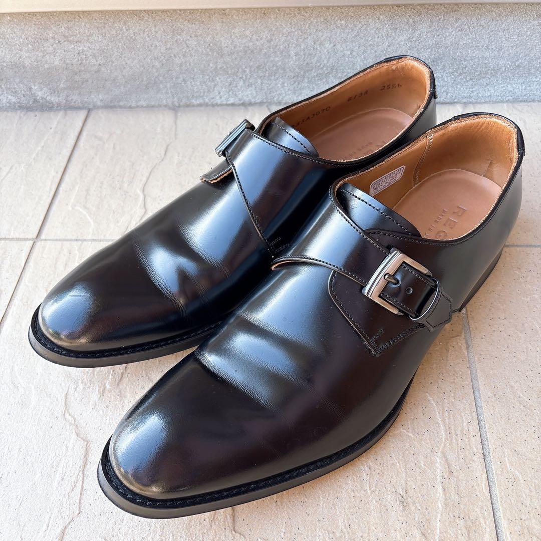 リーガルレザーシューズストレートチップモンクストラップバックル黒ブラック25.5