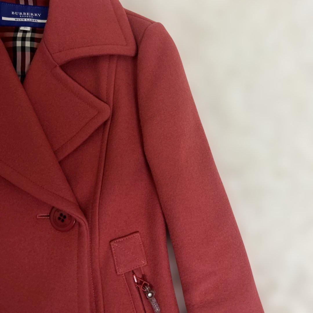 未使用級✨バーバリーブルーレーベル ピーコート ノバチェック　ピンク　ショート