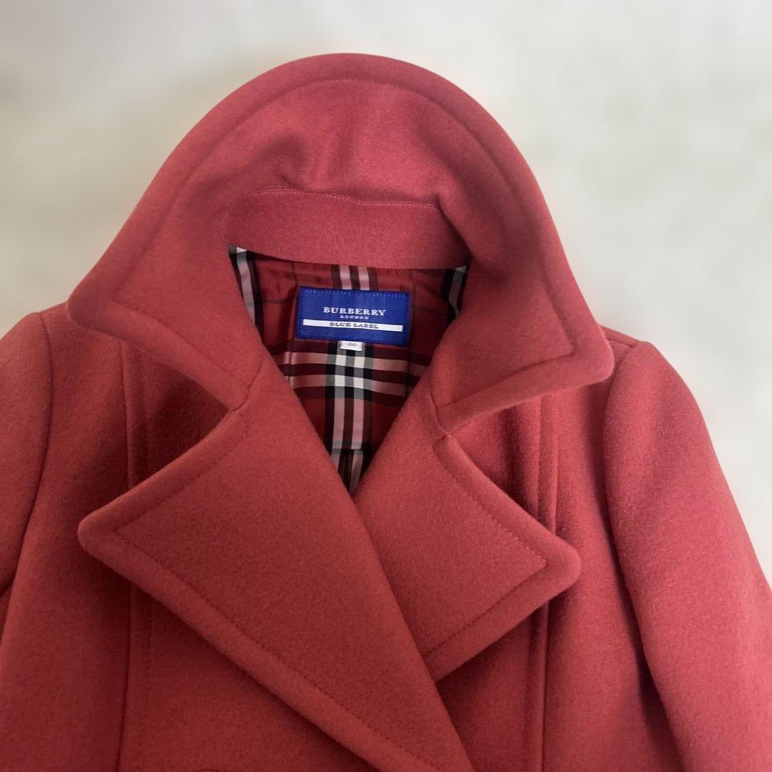 未使用級✨バーバリーブルーレーベル ピーコート ノバチェック　ピンク　ショート
