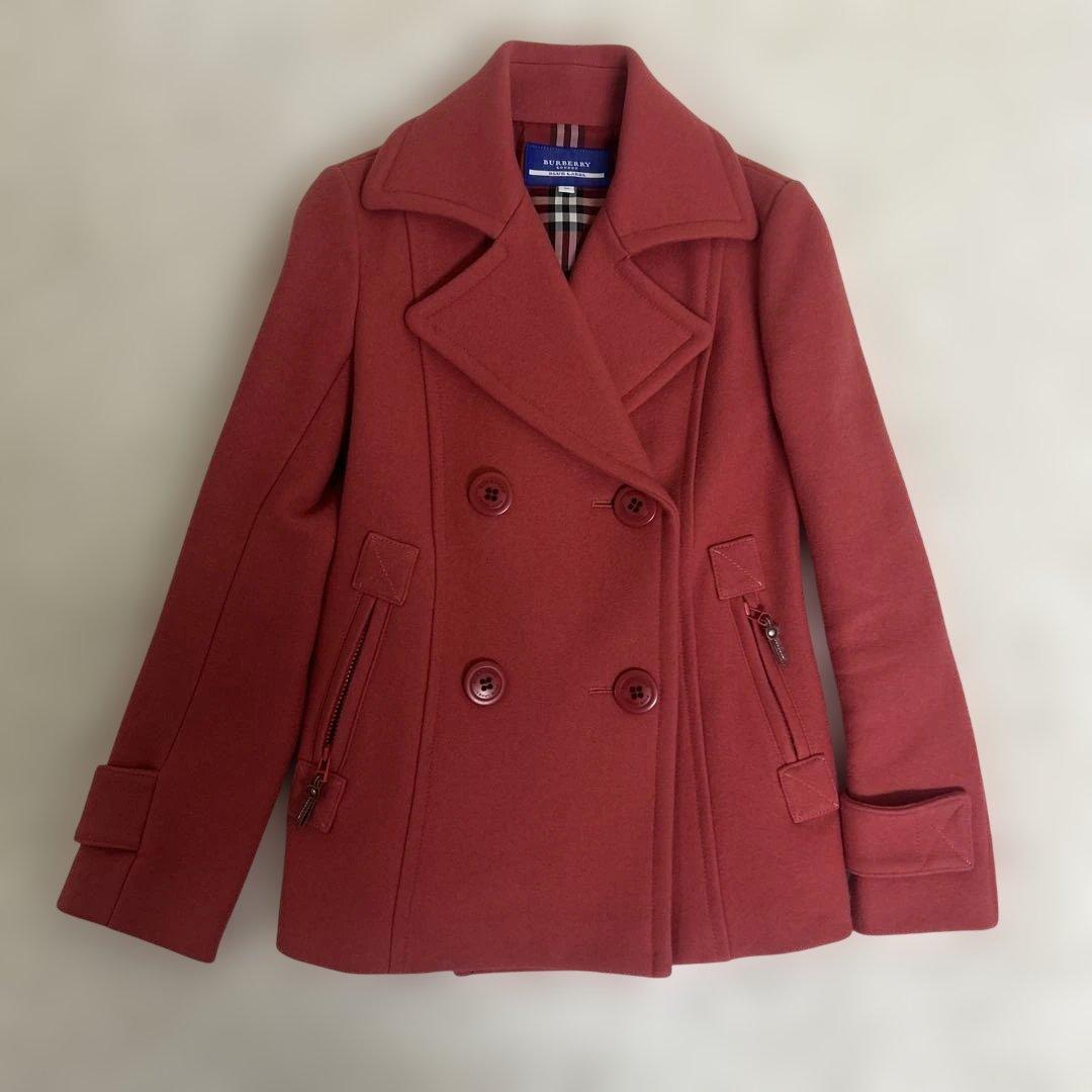 未使用級✨バーバリーブルーレーベル ピーコート ノバチェック　ピンク　ショート