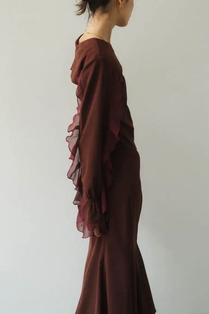 【Knuth Marf 】フリルスリーブ ワンピース ドレス ボルドー