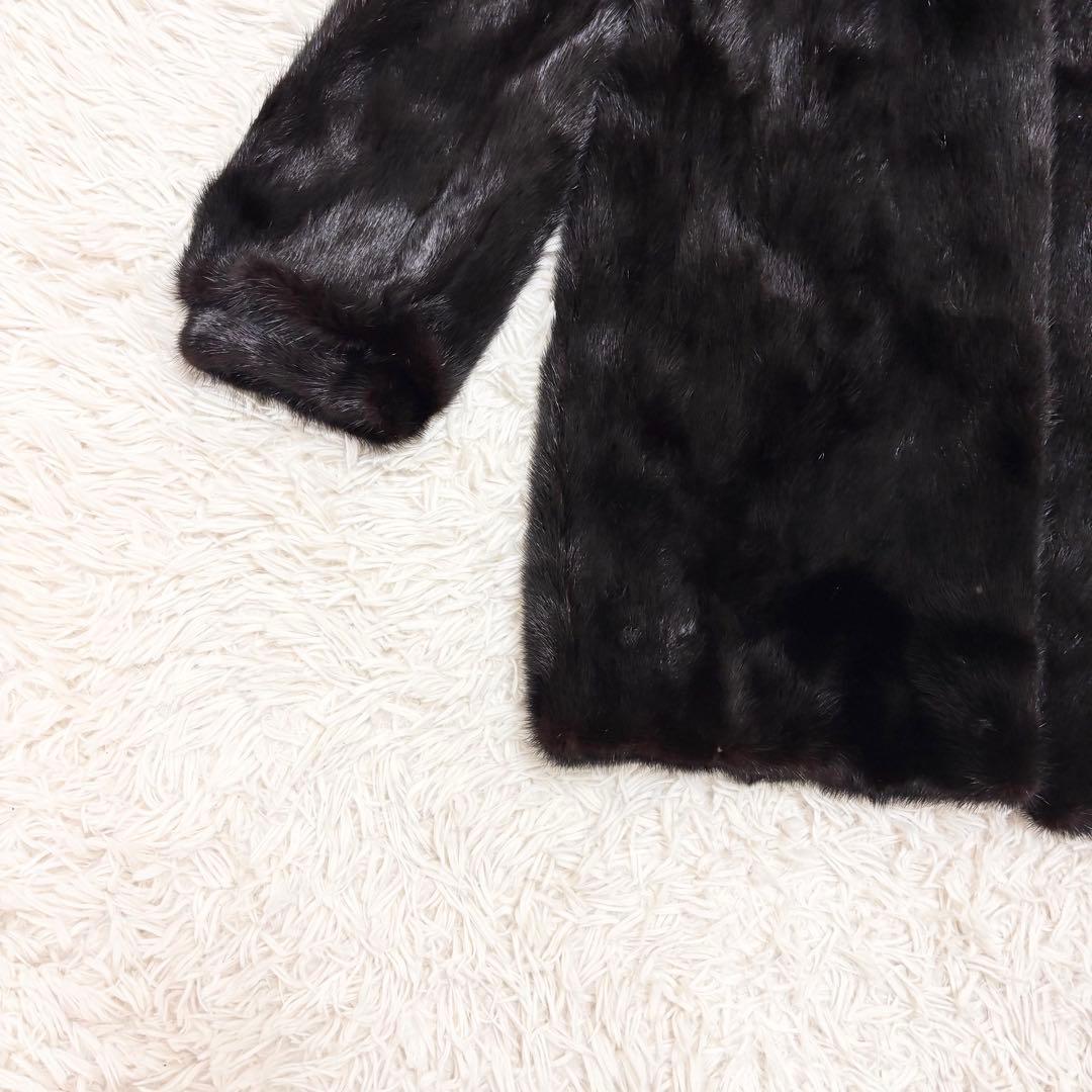 美品 毛皮 ファーコート ミンク ダークブラウン 大きいサイズ 13
