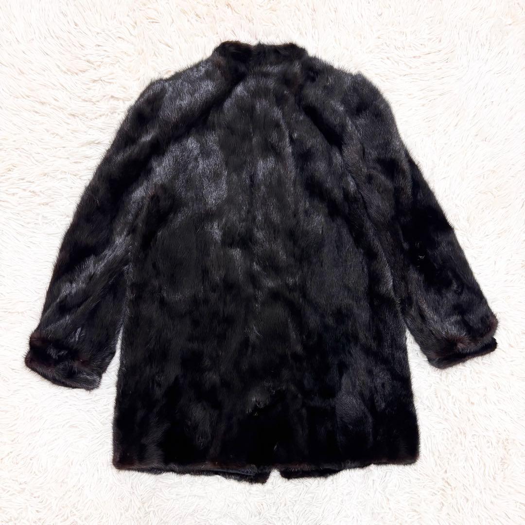 美品 毛皮 ファーコート ミンク ダークブラウン 大きいサイズ 13