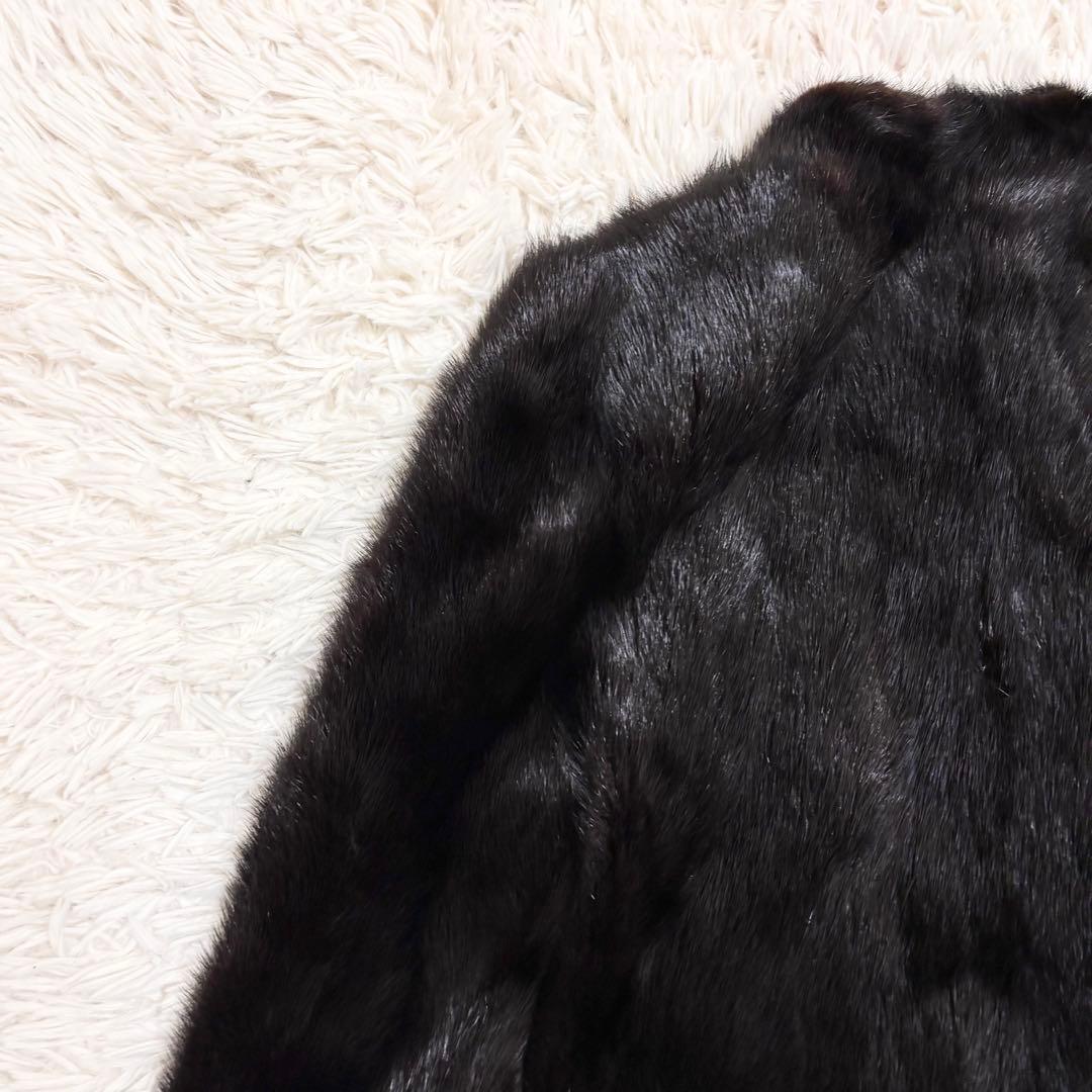 美品 毛皮 ファーコート ミンク ダークブラウン 大きいサイズ 13