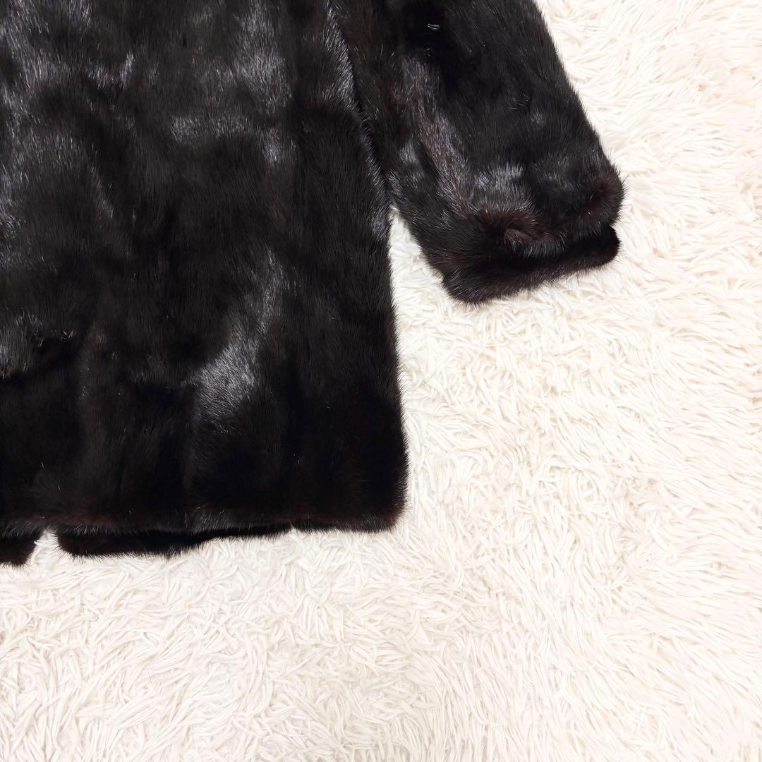 美品 毛皮 ファーコート ミンク ダークブラウン 大きいサイズ 13