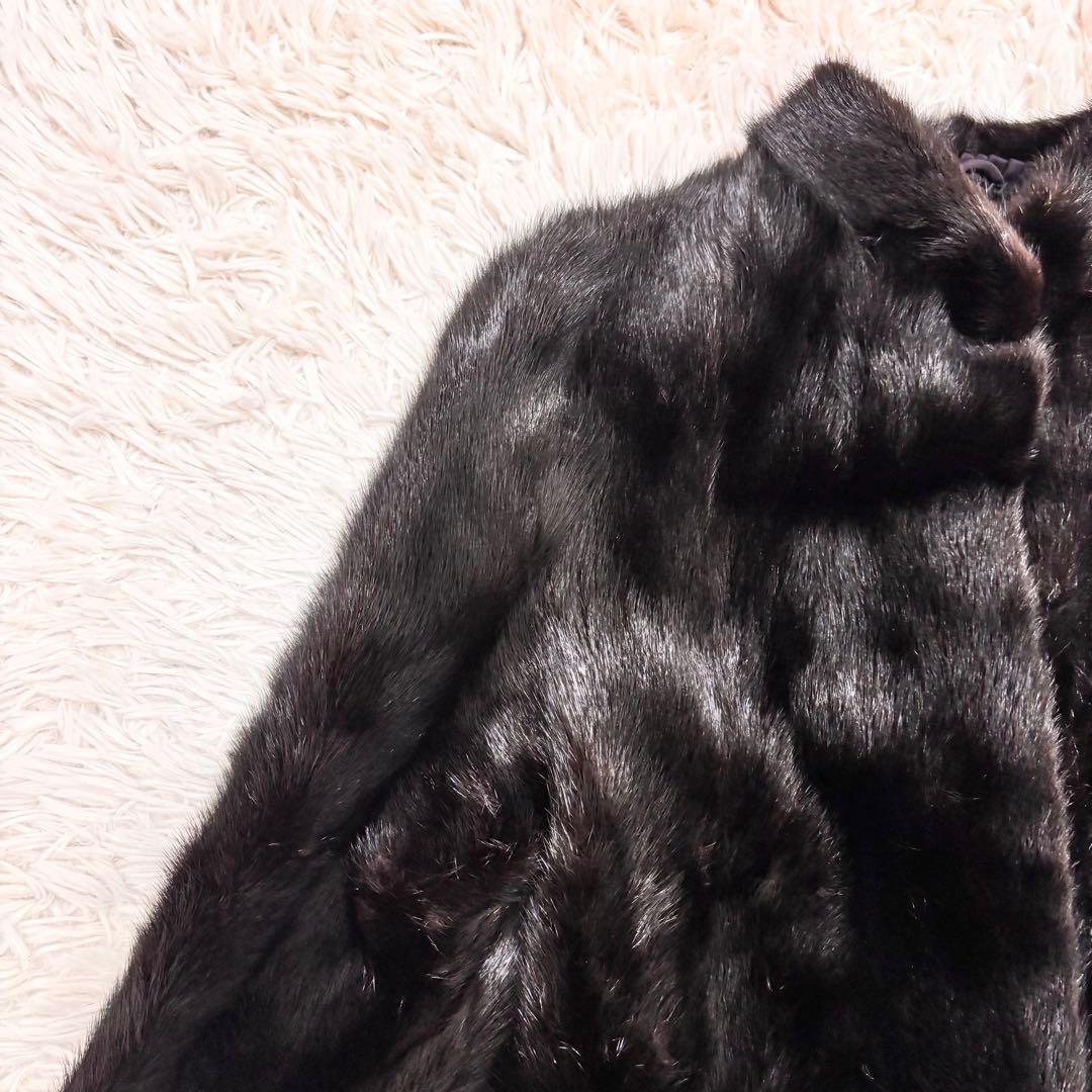 美品 毛皮 ファーコート ミンク ダークブラウン 大きいサイズ 13