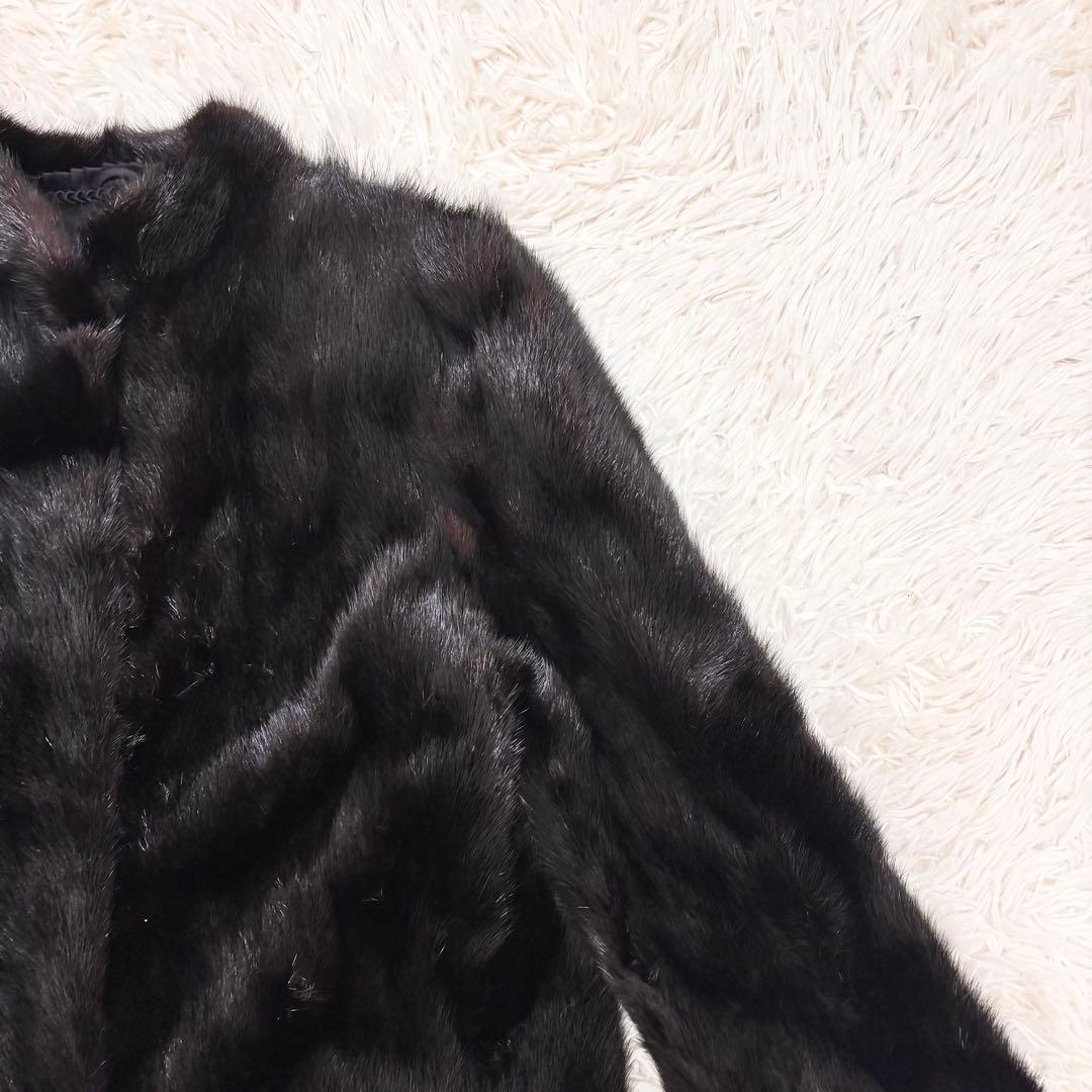 美品 毛皮 ファーコート ミンク ダークブラウン 大きいサイズ 13