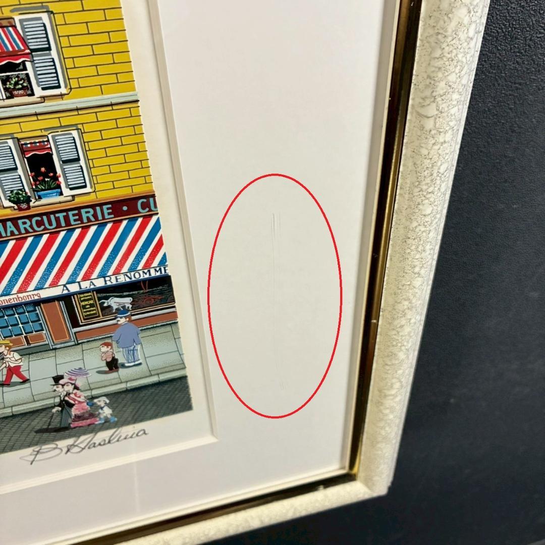 ビン・カシワ「カフェテラス」シルクスクリーン 直筆サイン入 額縁入 ヒロヤマガタ