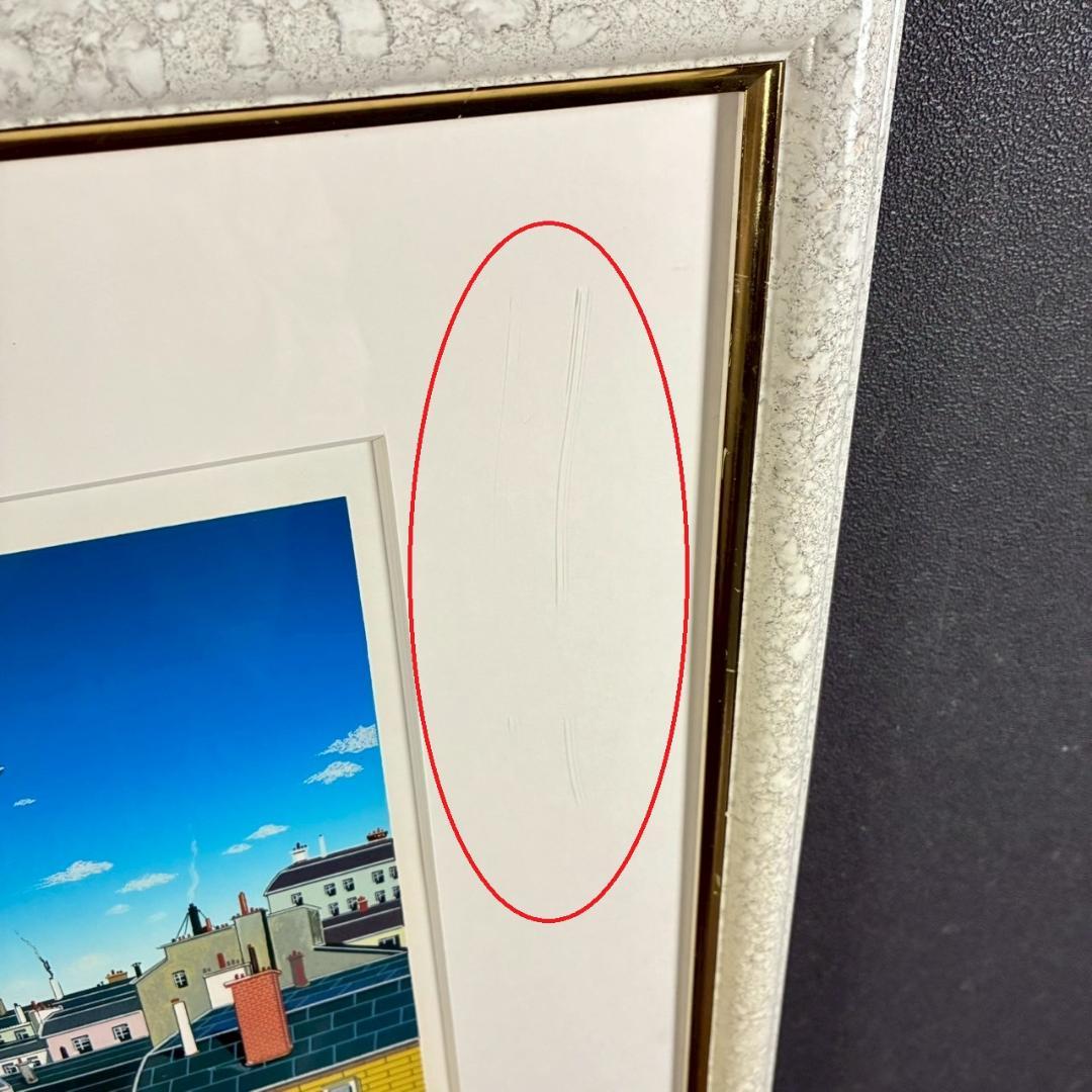 ビン・カシワ「カフェテラス」シルクスクリーン 直筆サイン入 額縁入 ヒロヤマガタ