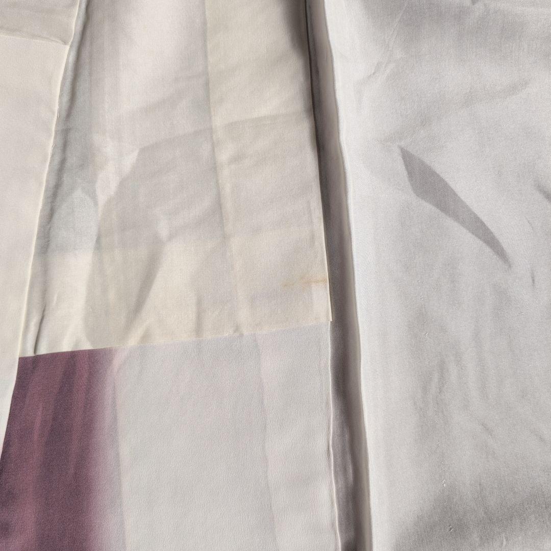 訪問着　フルセット　付け下げ　着物　正絹　紫　地紋豪華　波　帯草木染羅峰錦　B2