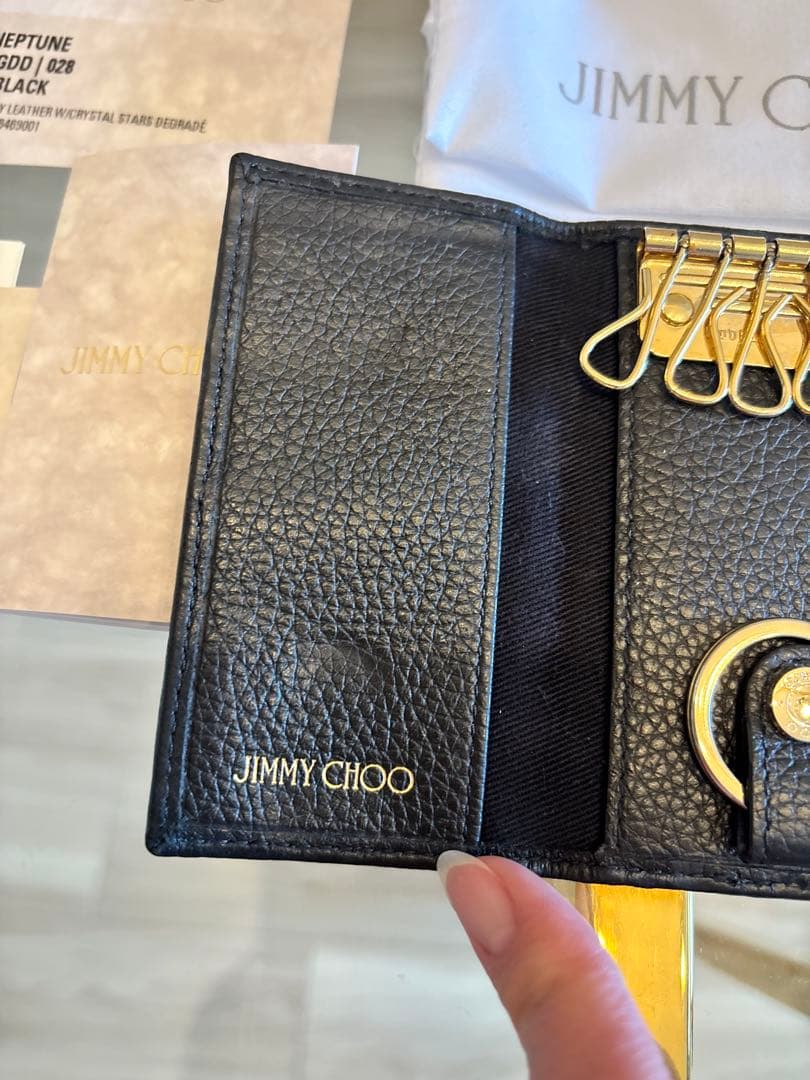 【美品】JIMMY CHOO ブラックレザー キーケース 星型スタッズ付き
