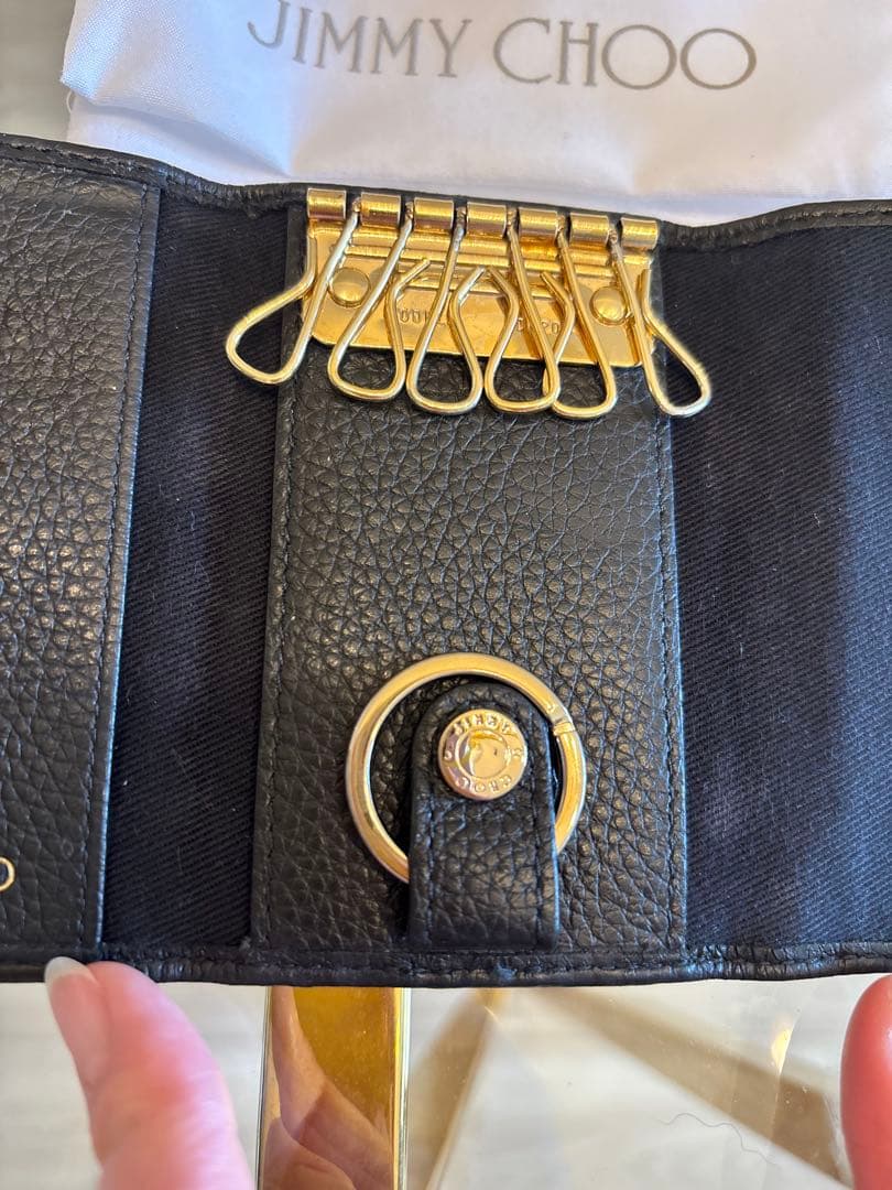 【美品】JIMMY CHOO ブラックレザー キーケース 星型スタッズ付き