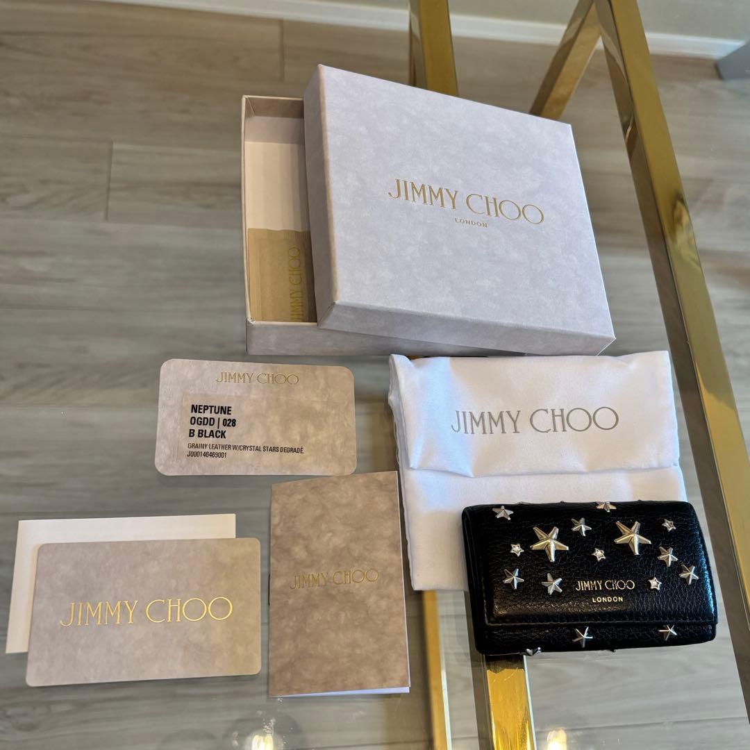 【美品】JIMMY CHOO ブラックレザー キーケース 星型スタッズ付き