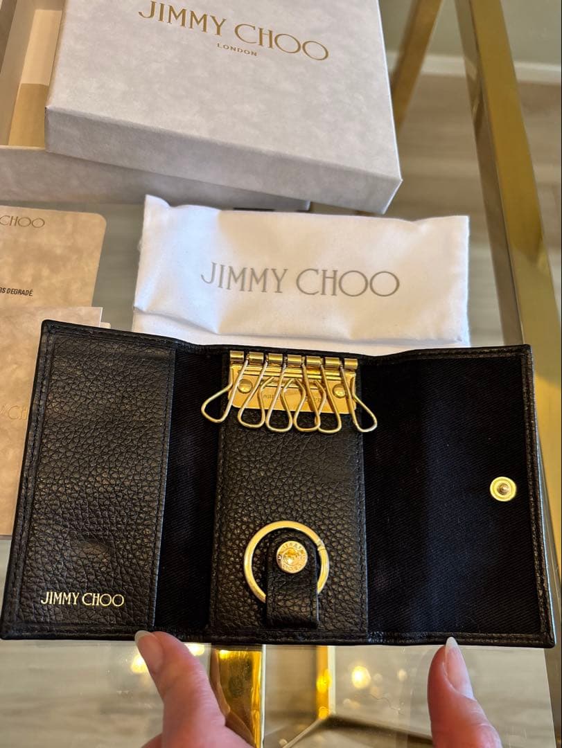 【美品】JIMMY CHOO ブラックレザー キーケース 星型スタッズ付き