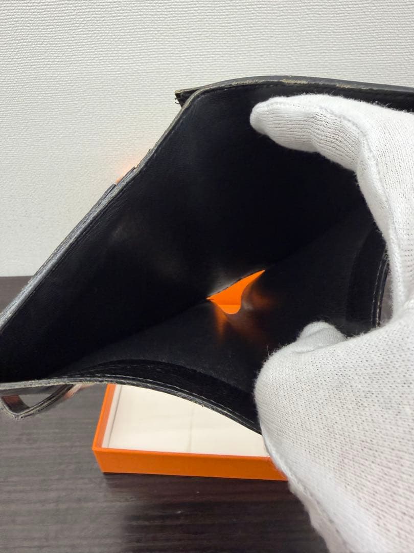 HERMES ベアン　コンパクト　ブラック 二つ折り財布