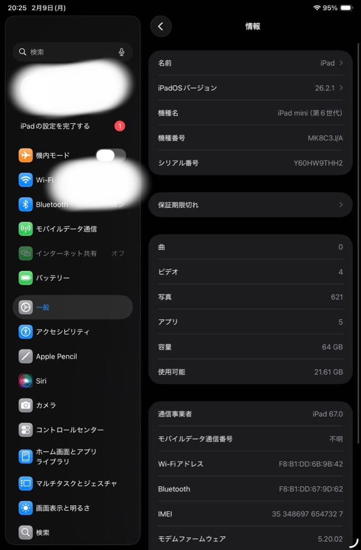 iPad mini 6世代Cellularモデル　64GB 本体のみ＋おまけ