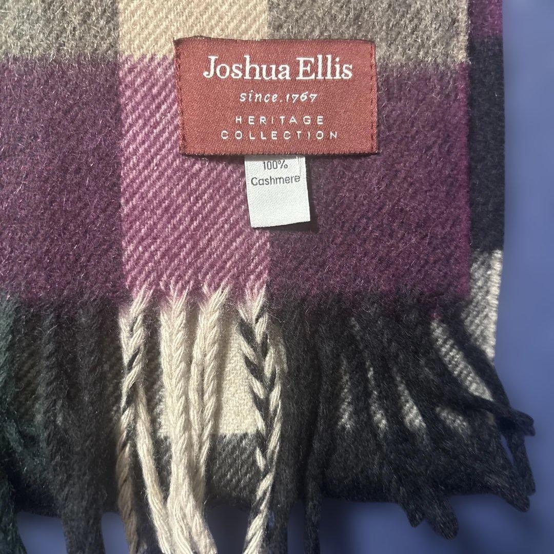 ジョシュアエリス★カシミヤ マフラー チェック ボルドー グリーン