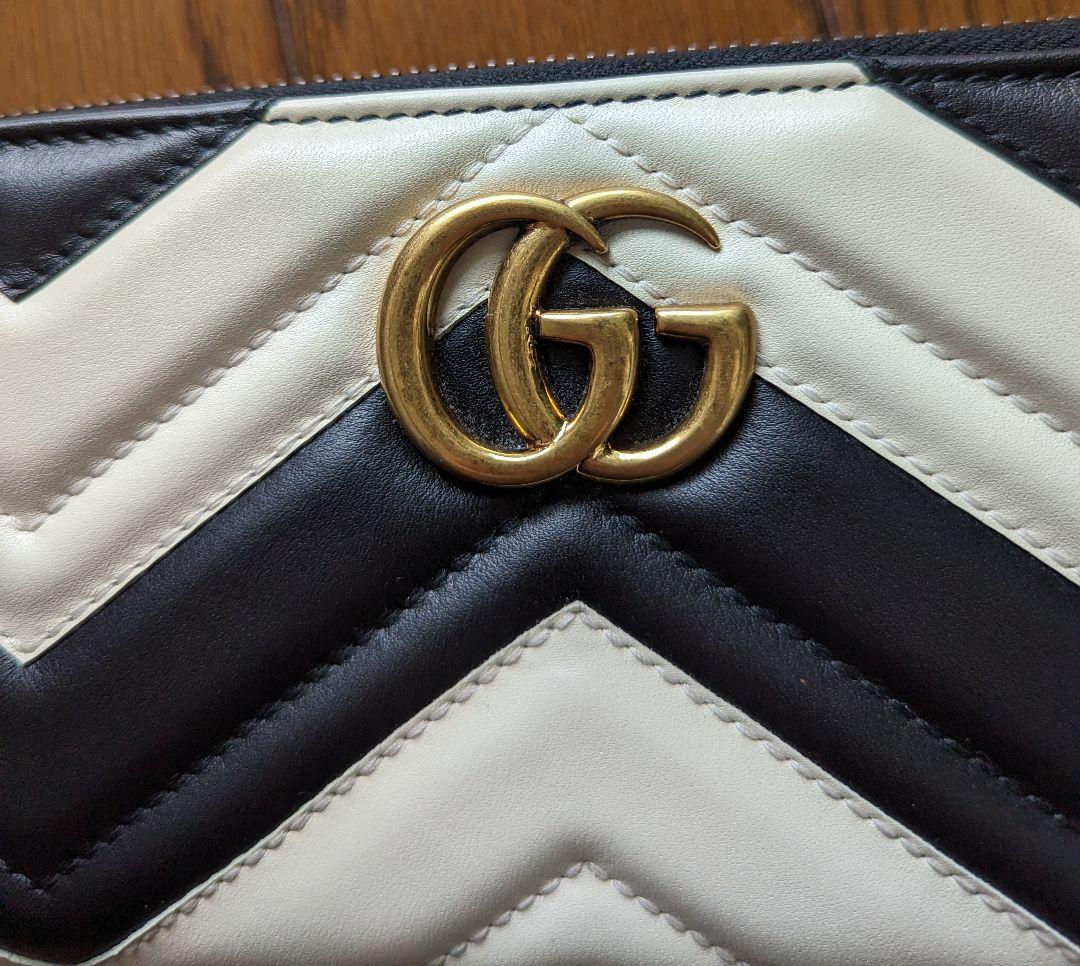 GUCCI 長財布 ラウンドファスナーGGマーモントシェブロンハート　新品未使用