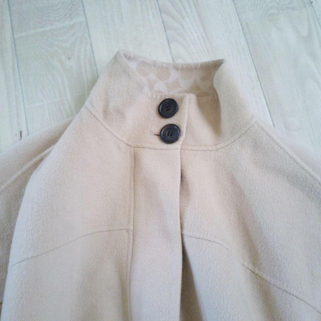 美品✨️コーチ　ダブルフェイスシグネチャー ウール ケープ　ベルテッド　総柄