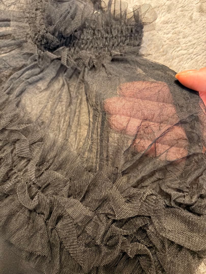 Acka. シアーショルダー ロングドレス ブラック