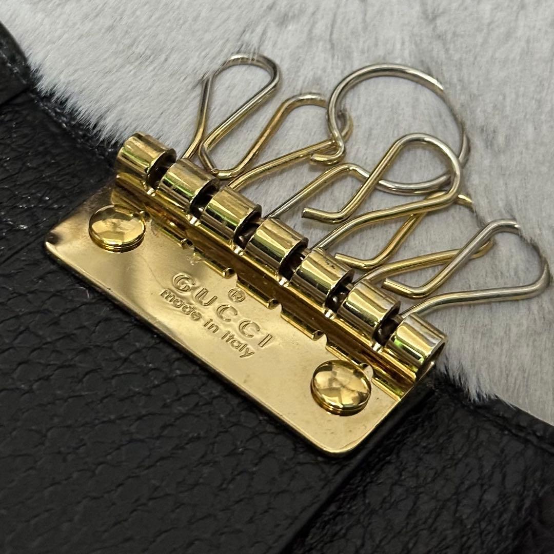 【美品】GUCCI グッチ　キーケース　6連　マーモント　GG ブラック