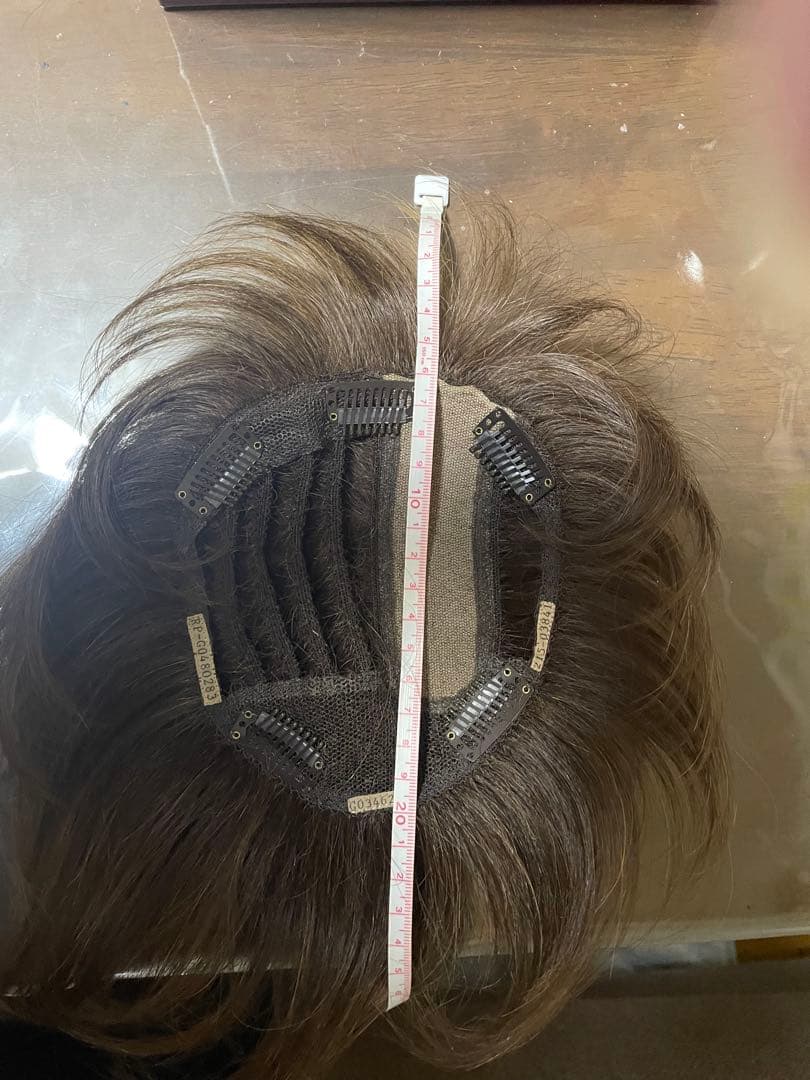 お値下げ❣️アートネイチャー左分け人毛100ショート頭頂部ウイッグ自然なブラウン