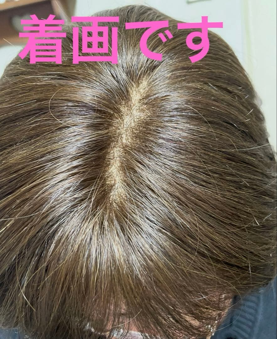 お値下げ❣️アートネイチャー左分け人毛100ショート頭頂部ウイッグ自然なブラウン