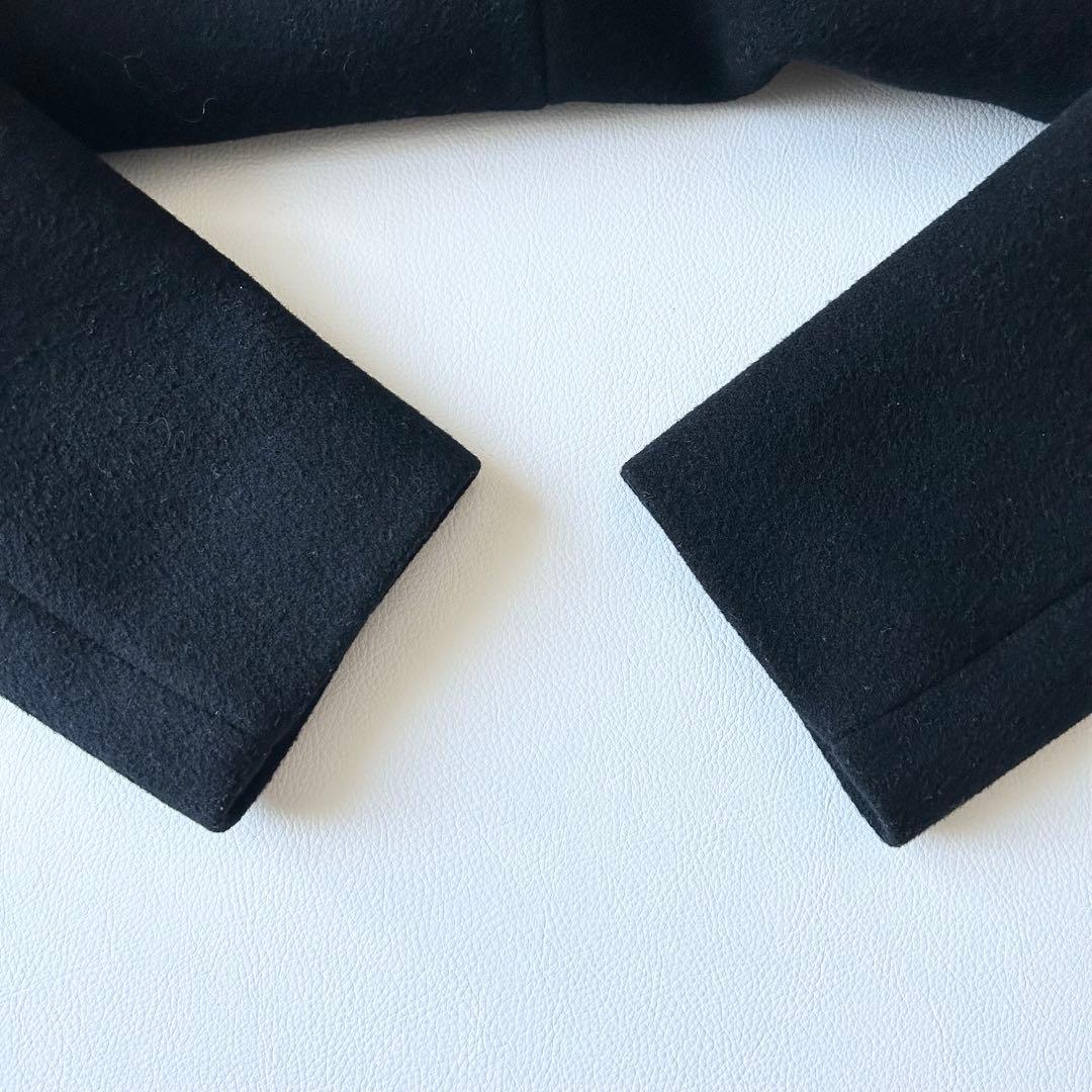 3070y美品 ユナイテッドアローズ ノーカラーカシミヤショートコート 黒 S