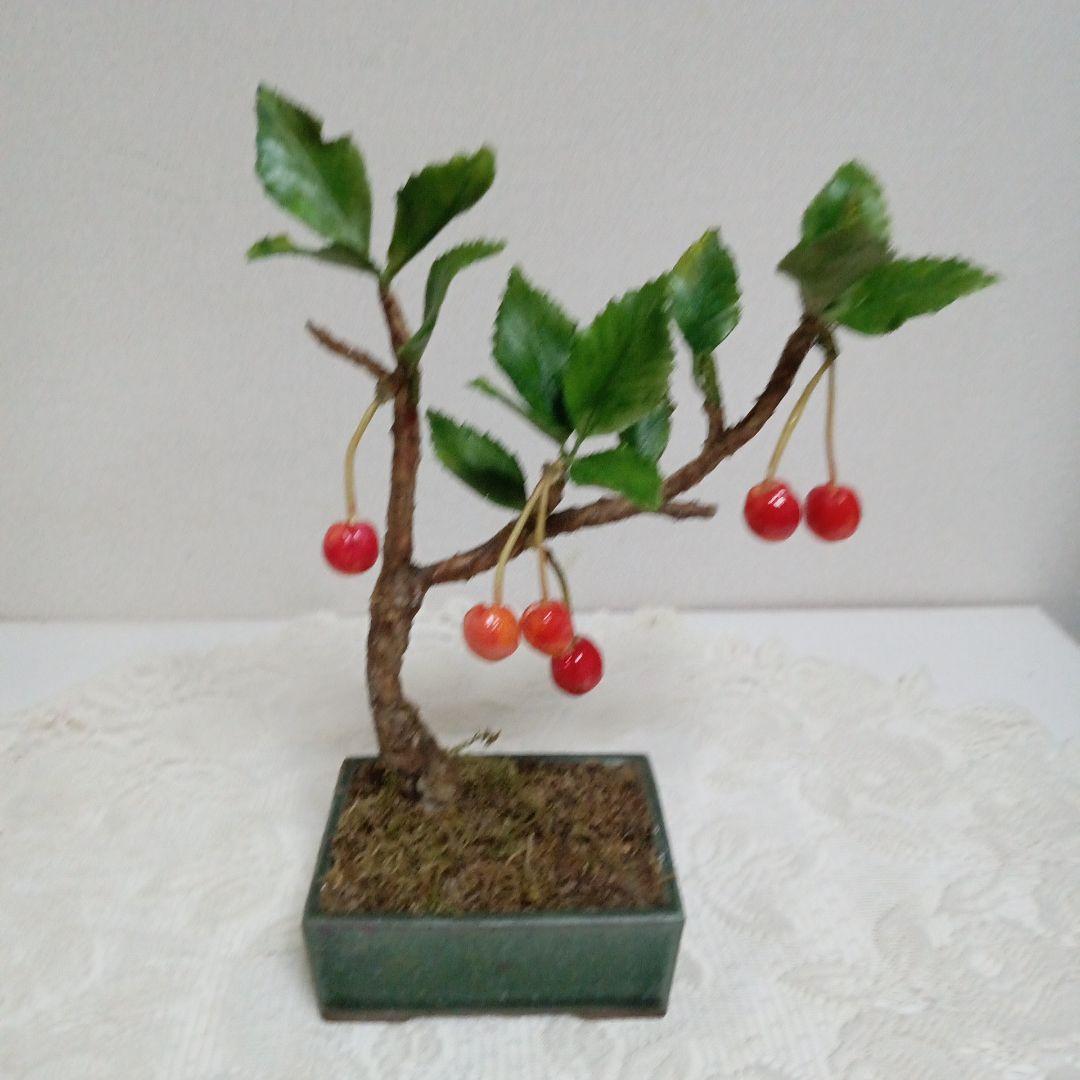 専用 大輪のヒマワリ 、一重の薔薇 、さくらんぼの盆栽 クレイフラワー