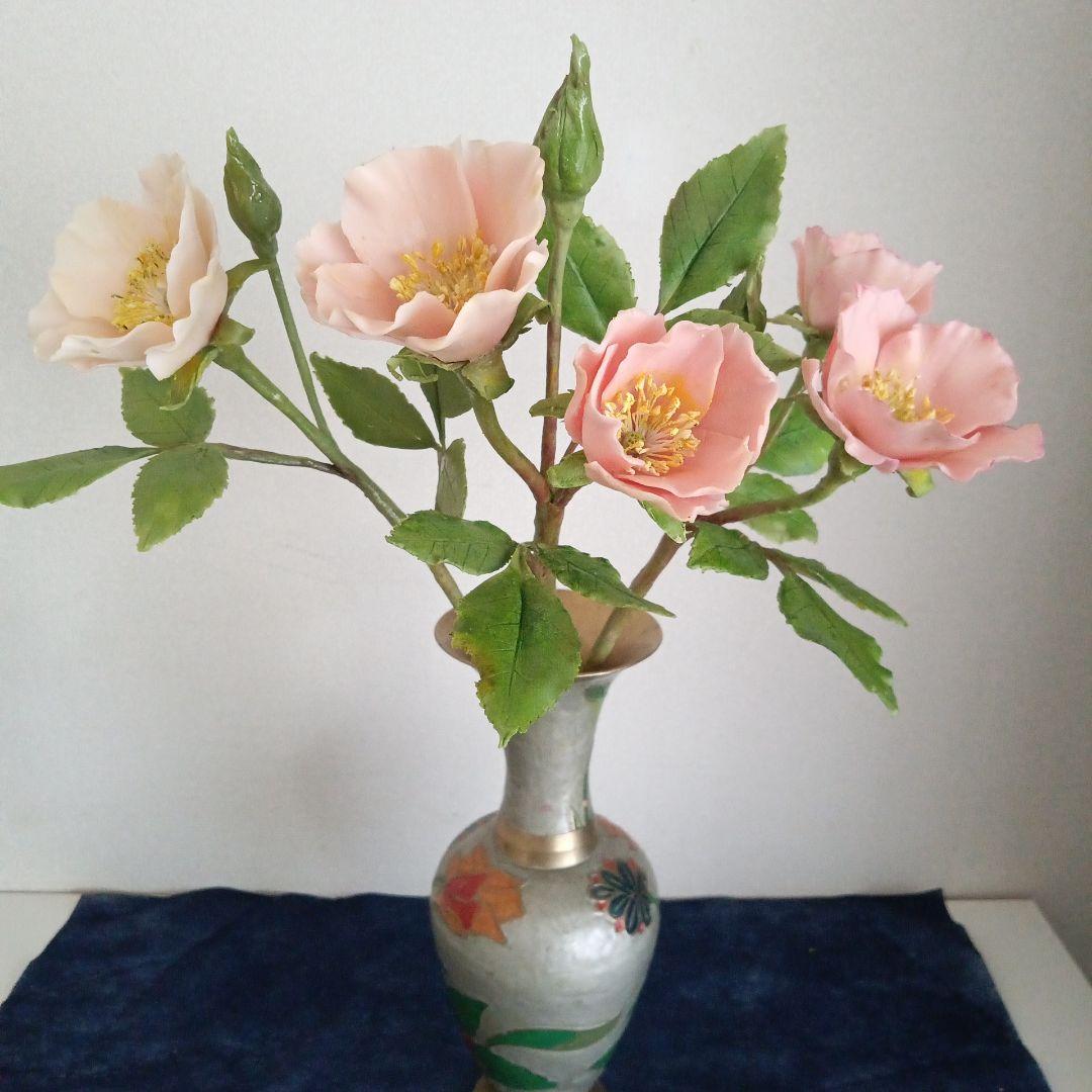 専用 大輪のヒマワリ 、一重の薔薇 、さくらんぼの盆栽 クレイフラワー