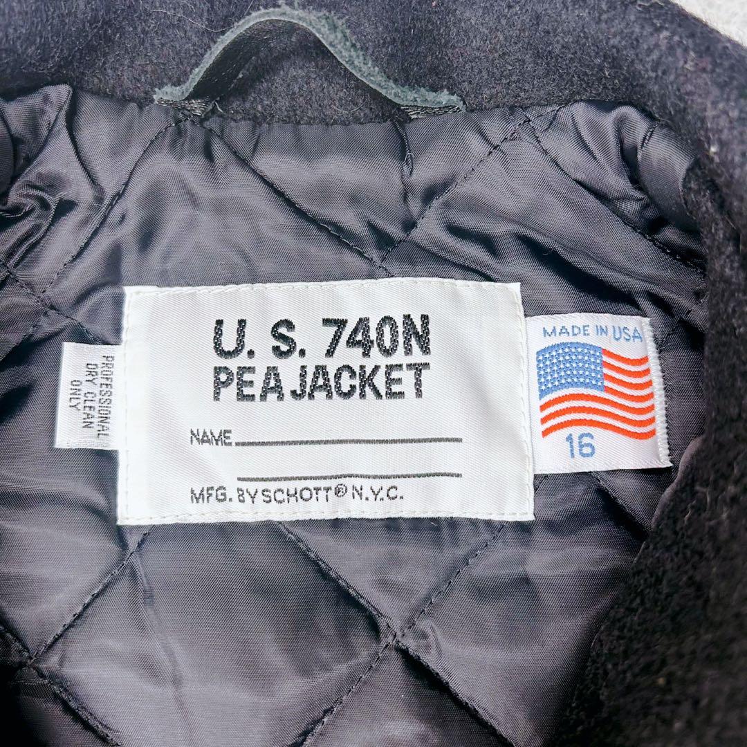 SCHOTT 740B ピーコート サイズ16 ブラック 32オンス