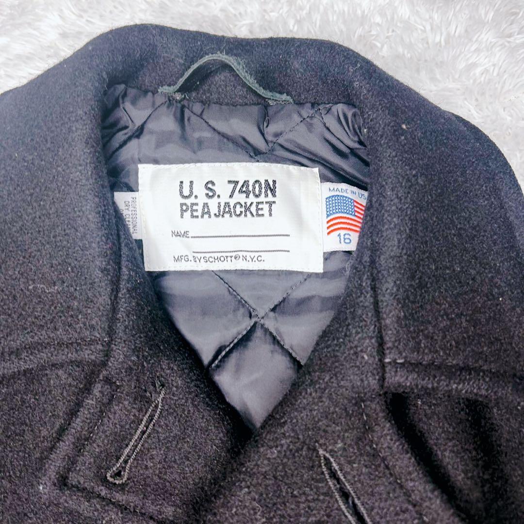 SCHOTT 740B ピーコート サイズ16 ブラック 32オンス