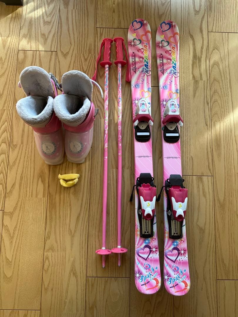 KAZAMA スキー板　95cm ストック、ブーツセット