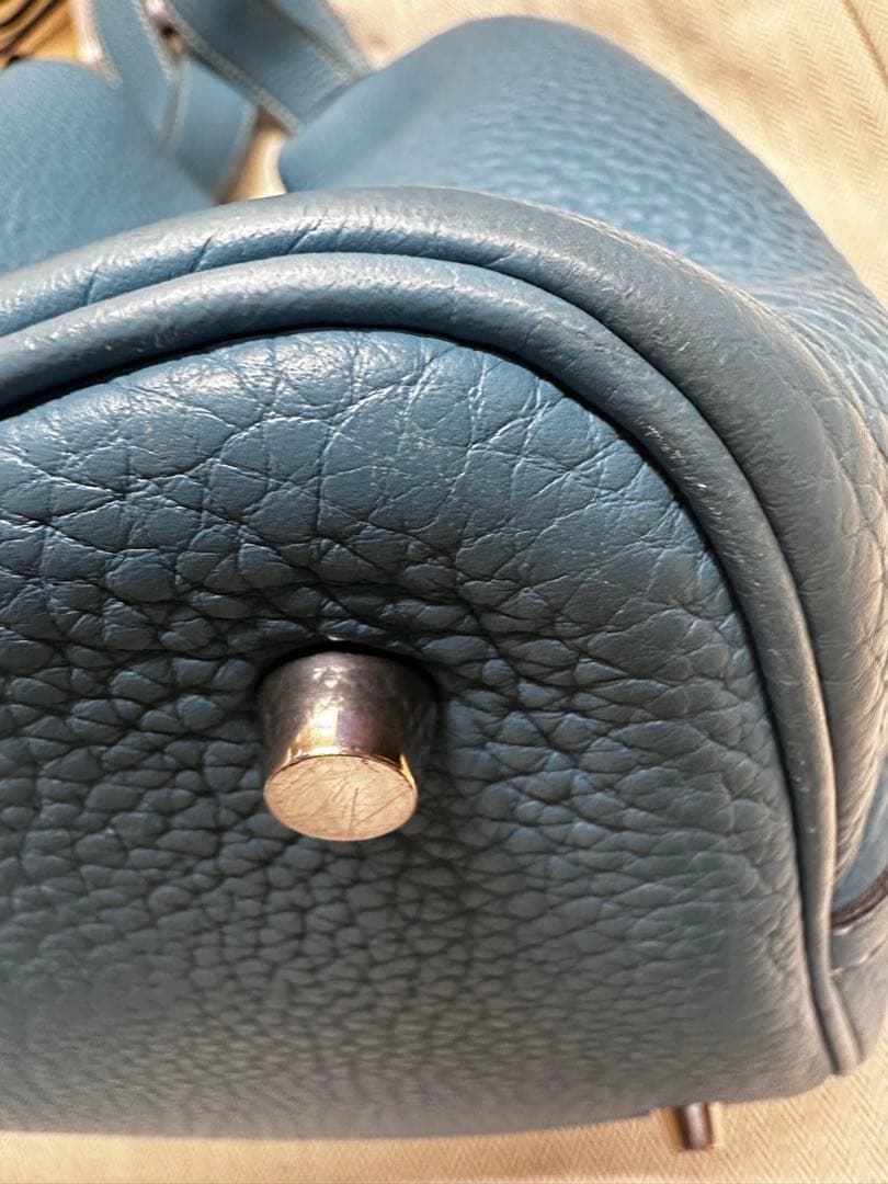 ヤ*ン様 エルメス ハンドバッグ ピコタンMM トリヨンクレマンス ブルー□K刻