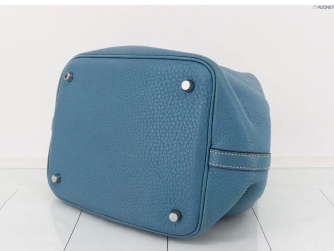 ヤ*ン様 エルメス ハンドバッグ ピコタンMM トリヨンクレマンス ブルー□K刻