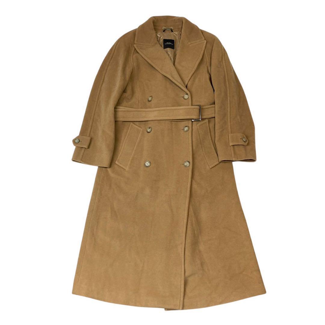 マックスマーラ ダブルチェスターコート マキシ丈 ベルト付き キャメル色 M