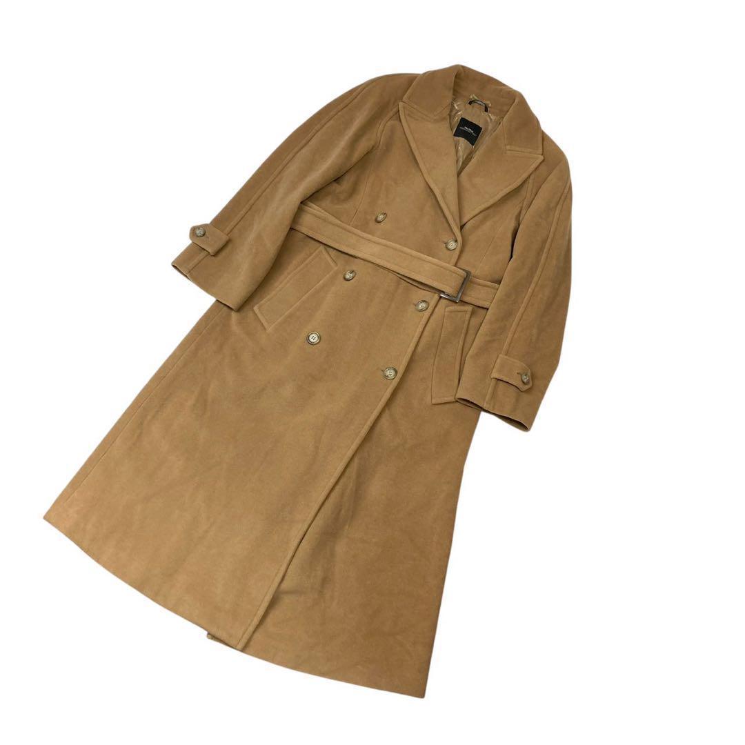 マックスマーラ ダブルチェスターコート マキシ丈 ベルト付き キャメル色 M