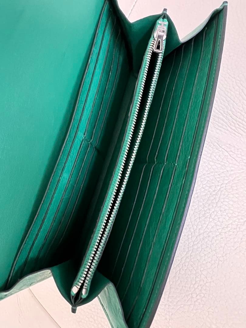 エルメス コンスタンス オーストリッチ 長財布 グリーン 良品