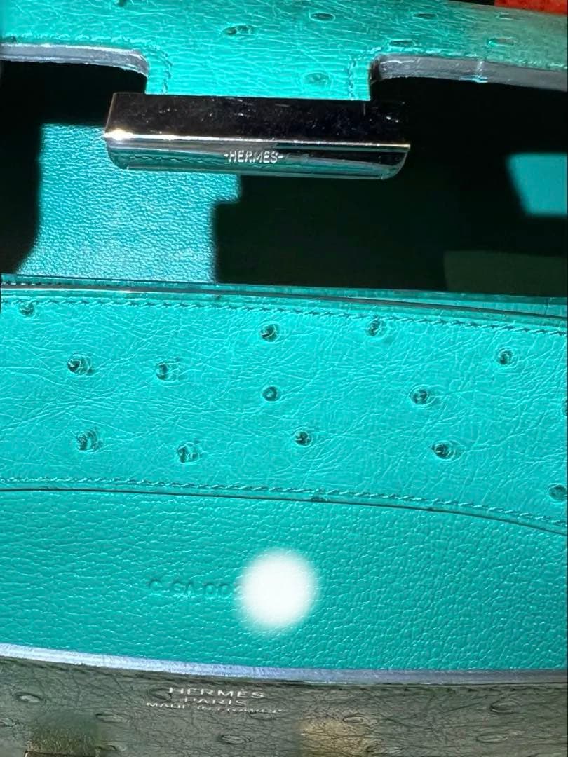 エルメス コンスタンス オーストリッチ 長財布 グリーン 良品