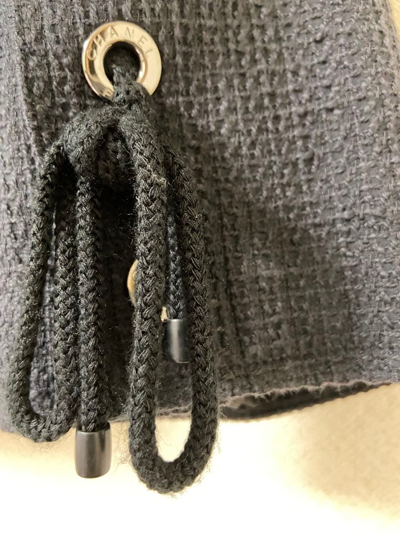 CHANEL 38ノーカラー ブラック ツイードジャケット