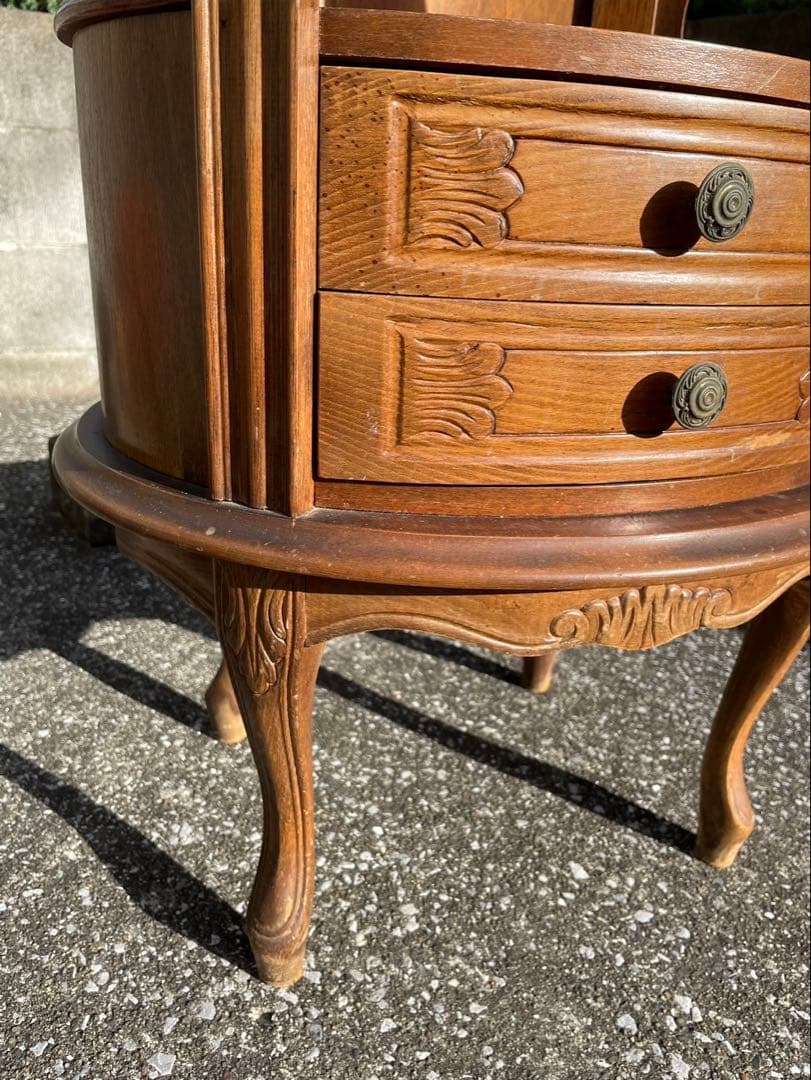 アンティークサイドテーブル 2段引き出し付き