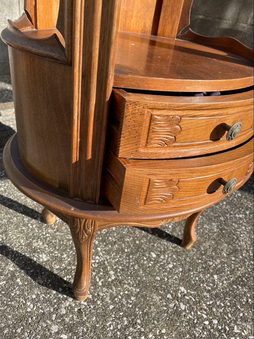 アンティークサイドテーブル 2段引き出し付き