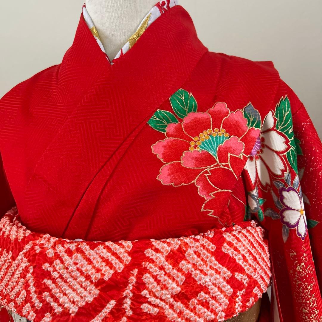 7歳　七五三　正絹着物　古典柄　帯　帯揚げ　帯締め　しごきセット