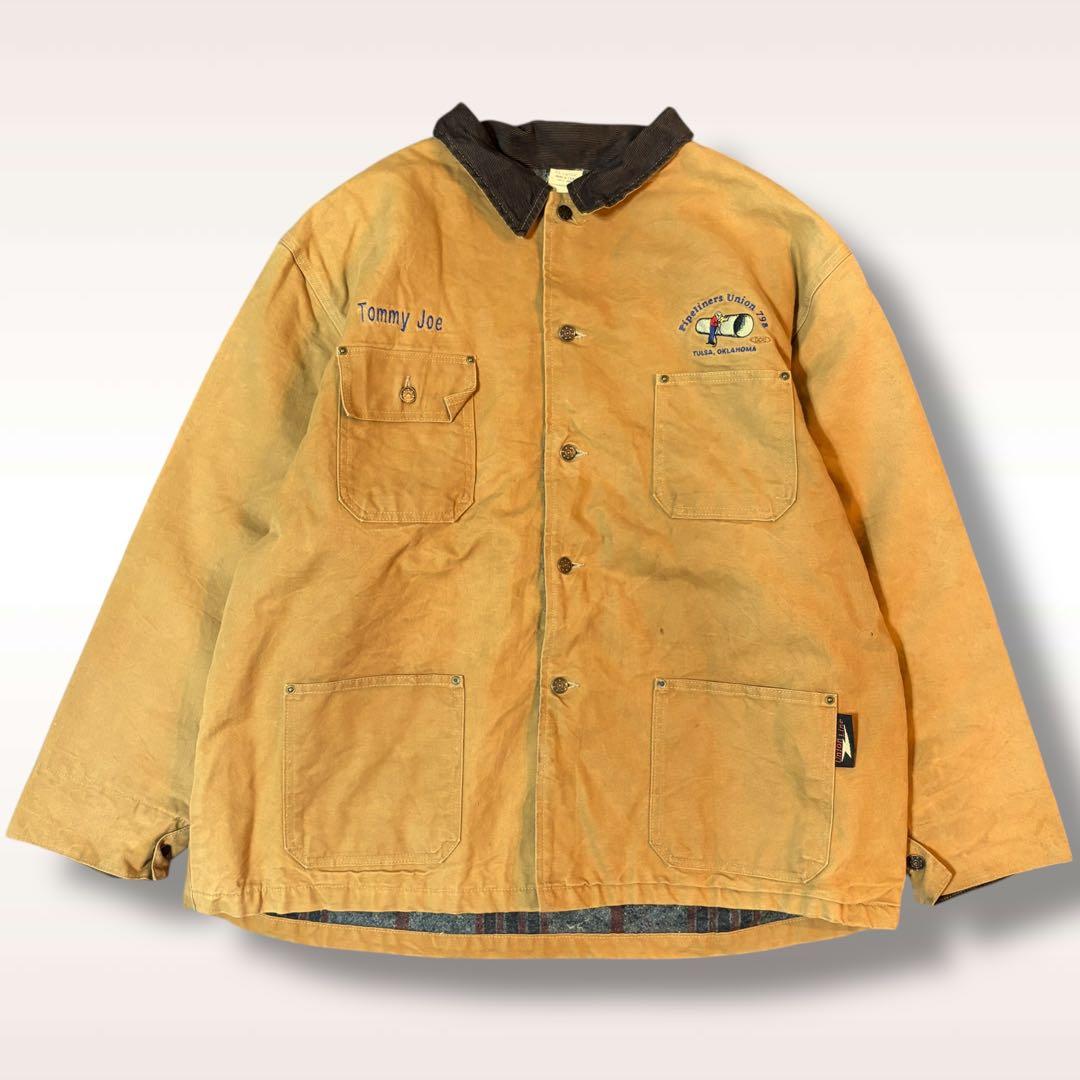 【US古着】アメリカ製　ダックジャケット　カバーオール　ブラウン　オーバーサイズ