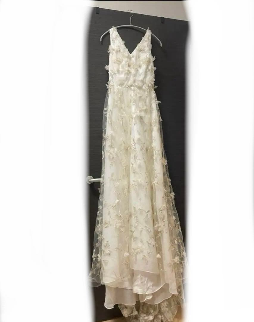 ドレスプロダクション フラワーレースVネックノースリーブドレス(W262BE)